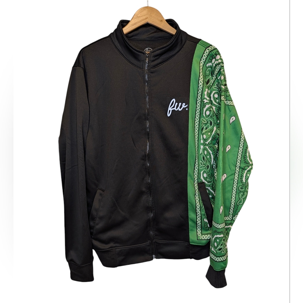 Filthy Wealth Green Bandana Men's  Lightweight Track Jacket Size XL